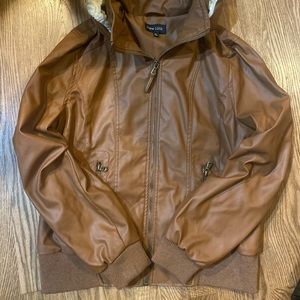 New Look Faux Leather Sherpa Jacket Zip Up XL